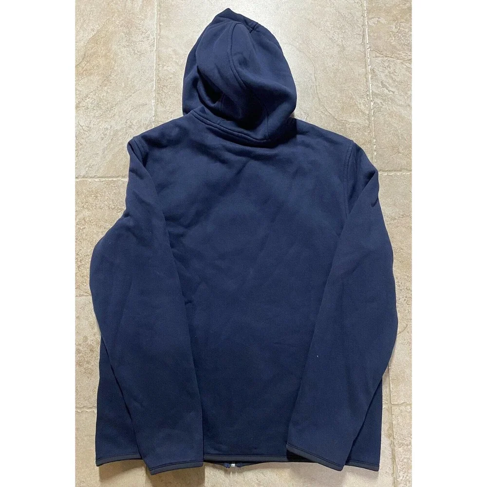 Vintage Nautica Mens Quilted Hoodie Vest Sweatshirt Full Zip Size Medium Blue